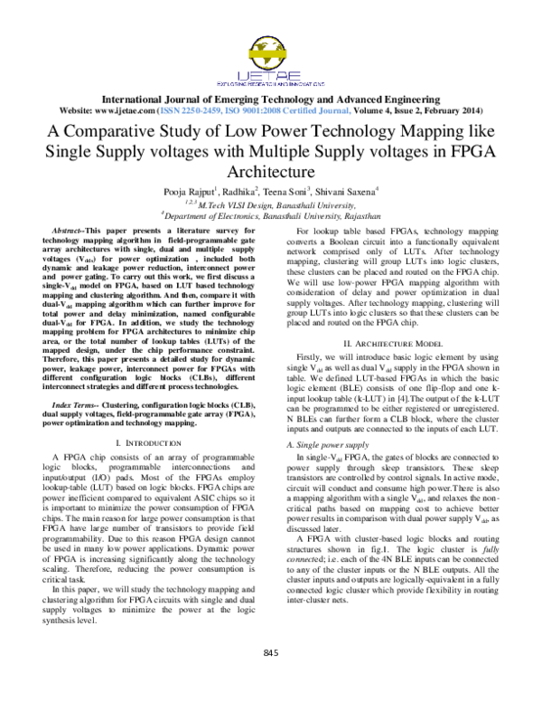 (PDF) A Comparative Study of Low Power Technology Mapping like Single ...