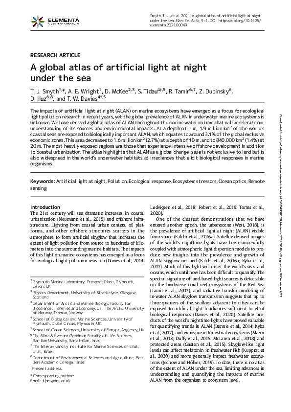 (PDF) A global atlas of artificial light at night under the sea