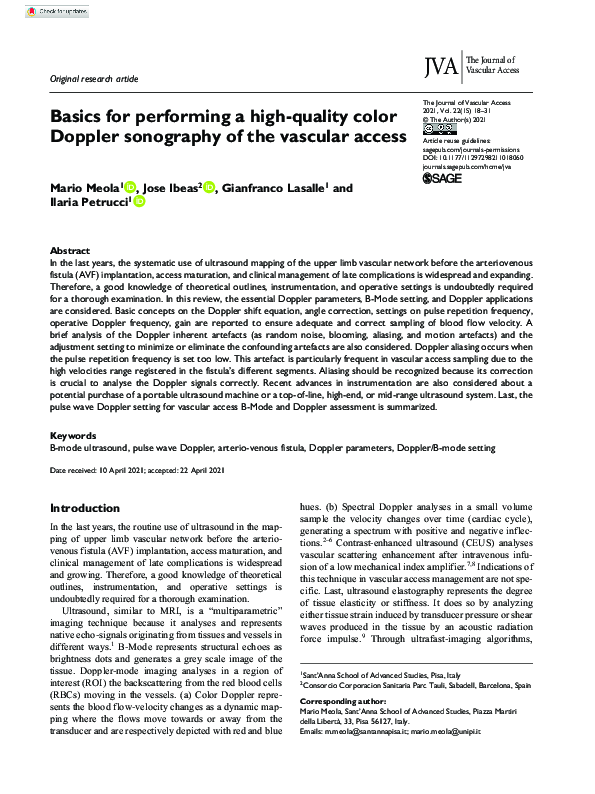 (PDF) Basics for performing a high-quality color Doppler sonography of ...