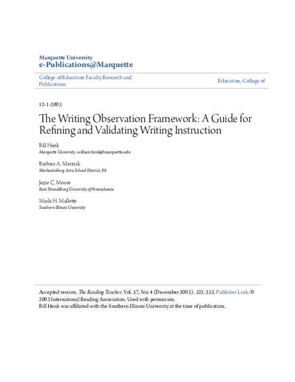 (PDF) The Writing Observation Framework: A Guide for Refining and ...