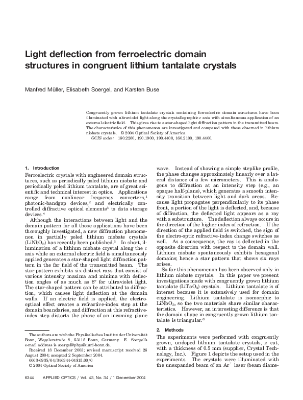 (PDF) Light Deflection from Ferroelectric Domain Structures in ...