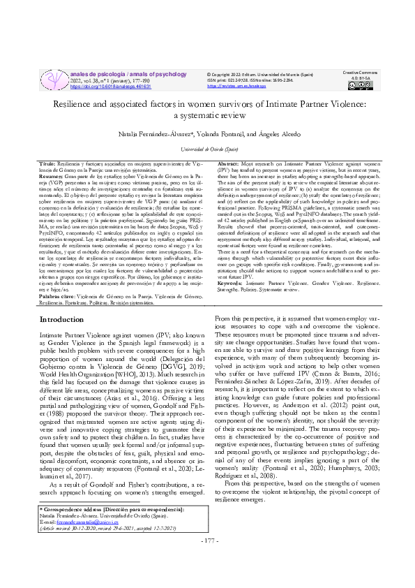 (PDF) Resilience and associated factors in women survivors of Intimate ...