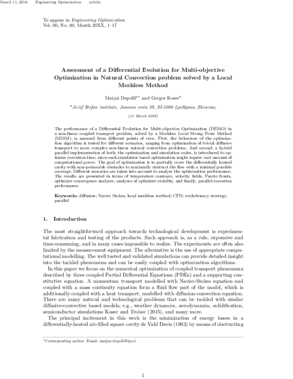 (PDF) Assessment of differential evolution for multi-objective ...