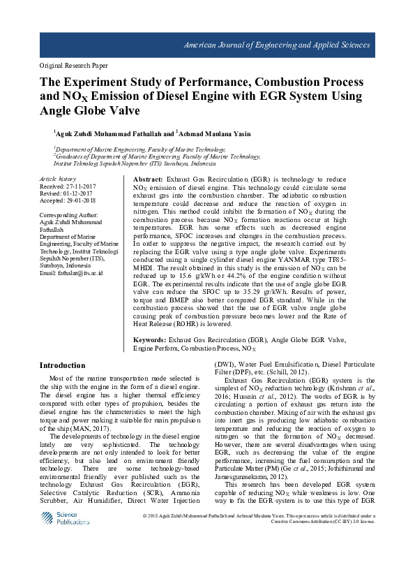 (PDF) The Experiment Study of Performance, Combustion Process and NOX ...