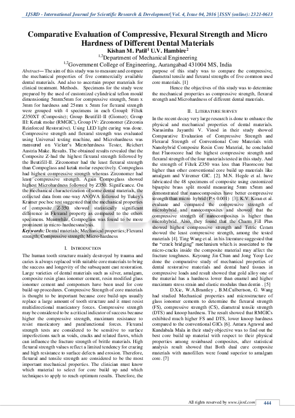 (PDF) Comparative Evaluation of Compressive , Flexural Strength and Micro Hardness of Different