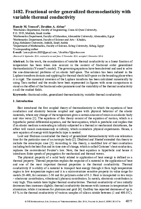 (PDF) Fractional order generalized thermoelasticity with variable ...