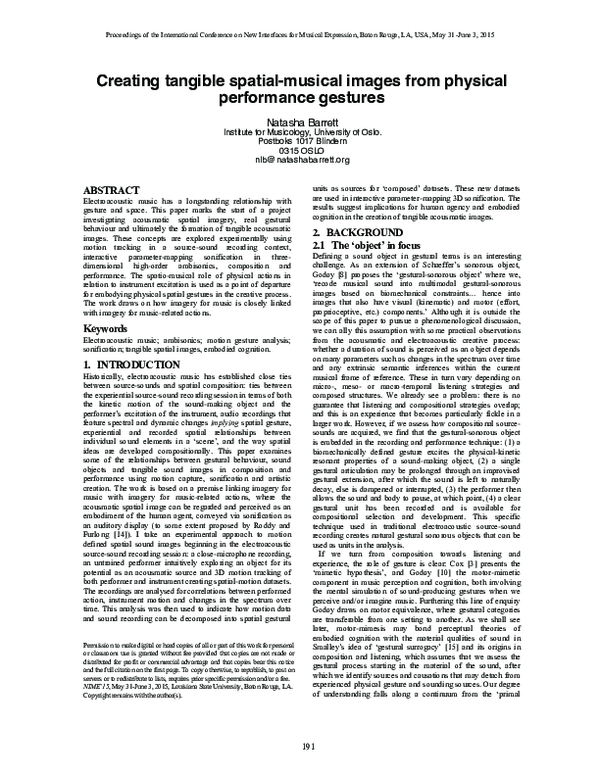 (PDF) Creating tangible spatial-musical images from physical ...
