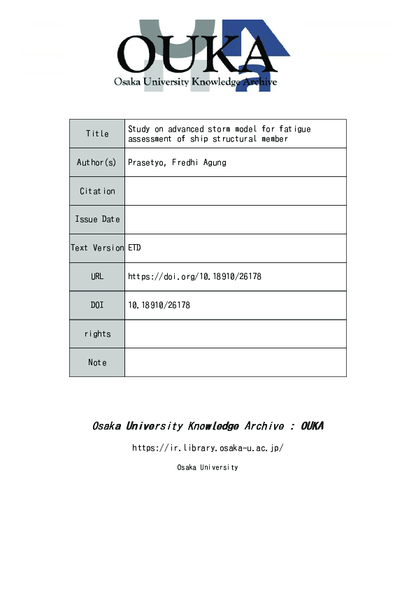 (PDF) Study on advanced storm model for fatigue assessment of ship ...