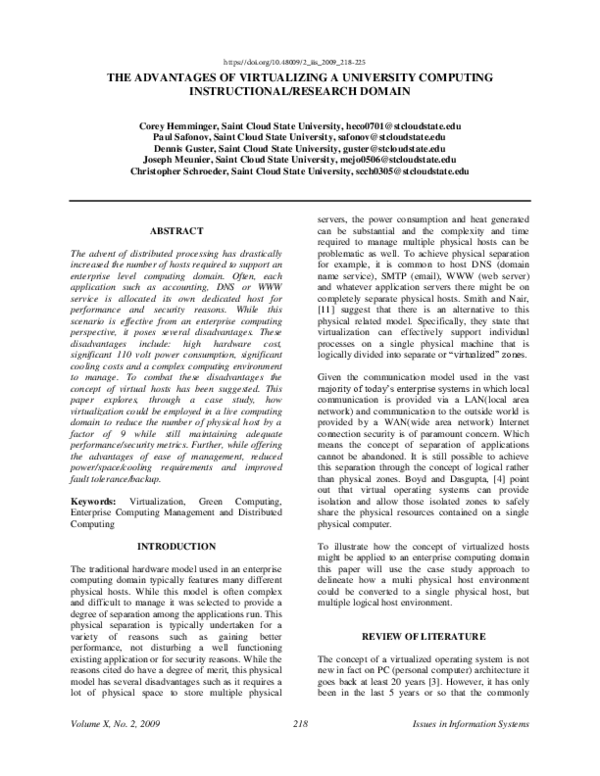 (PDF) The Advantages of Virtualizing a University Computing ...