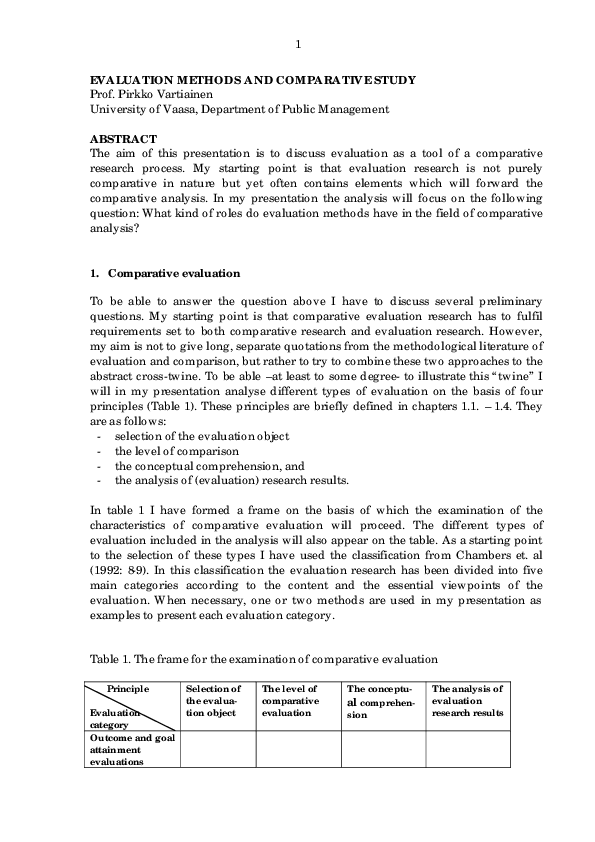 (PDF) Evaluation Methods and Comparative Study