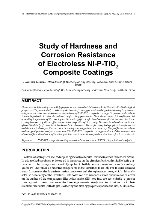 (PDF) Study of Hardness and Corrosion Resistance of Electroless Ni-P ...
