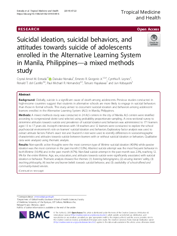 (PDF) Suicidal ideation, suicidal behaviors, and attitudes towards ...