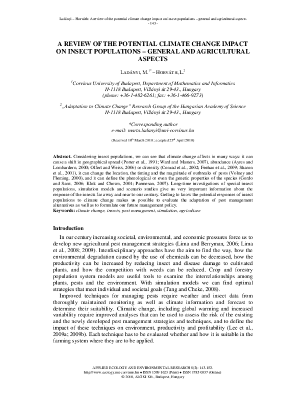 (PDF) A review of the potential climate change impact on insect ...
