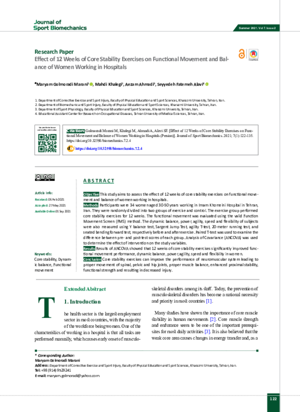 (PDF) Effect of 12 Weeks of Core Stability Exercises on Functional ...