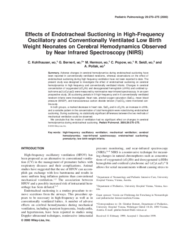 (PDF) Effects of endotracheal suctioning in high-frequency oscillatory ...
