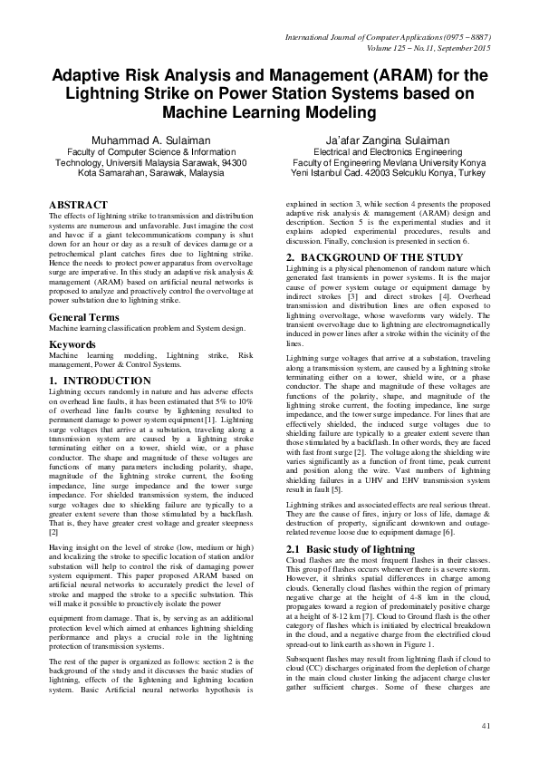 (PDF) Adaptive Risk Analysis and Management (ARAM) for the Lightning ...