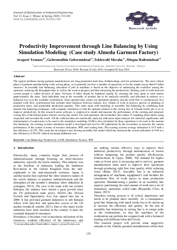 (PDF) Line Balancing and Simulation of a Diesel Genertor Assembly Line ...