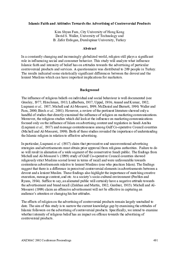 (PDF) Islamic faith and attitudes towards the advertising of ...