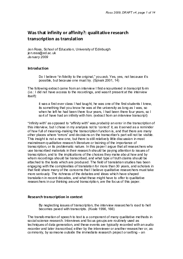 (PDF) Was that infinity or affinity?: qualitative research ...