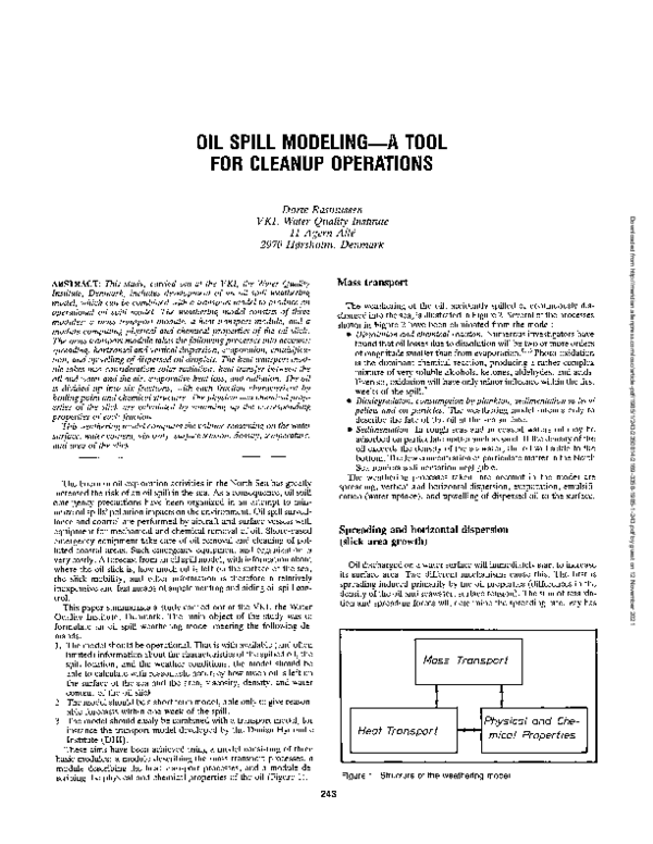 (PDF) Oil Spill Modeling—A Tool for Cleanup Operations Dorte Rasmussen Academia.edu
