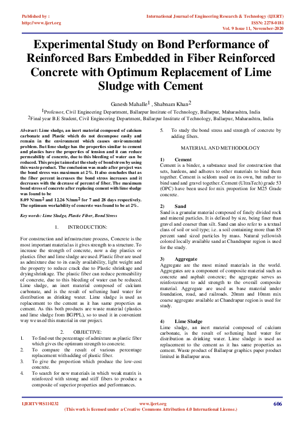 (PDF) Experimental Study on Bond Performance of Reinforced Bars ...