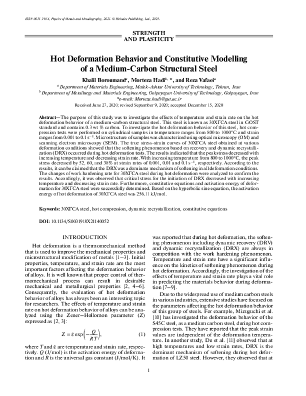 (PDF) Hot Deformation Behavior and Constitutive Modelling of a Medium ...