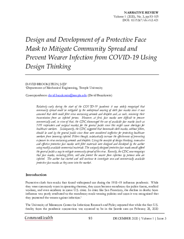 (PDF) Design and Development of a Protective Face Mask to Mitigate ...