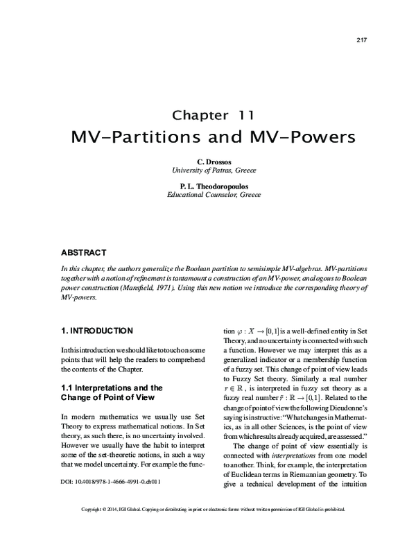 (PDF) MV-Partitions and MV-Powers