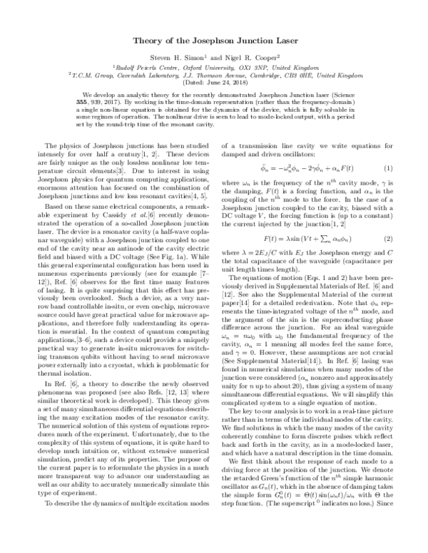 (PDF) Theory of the Josephson Junction Laser