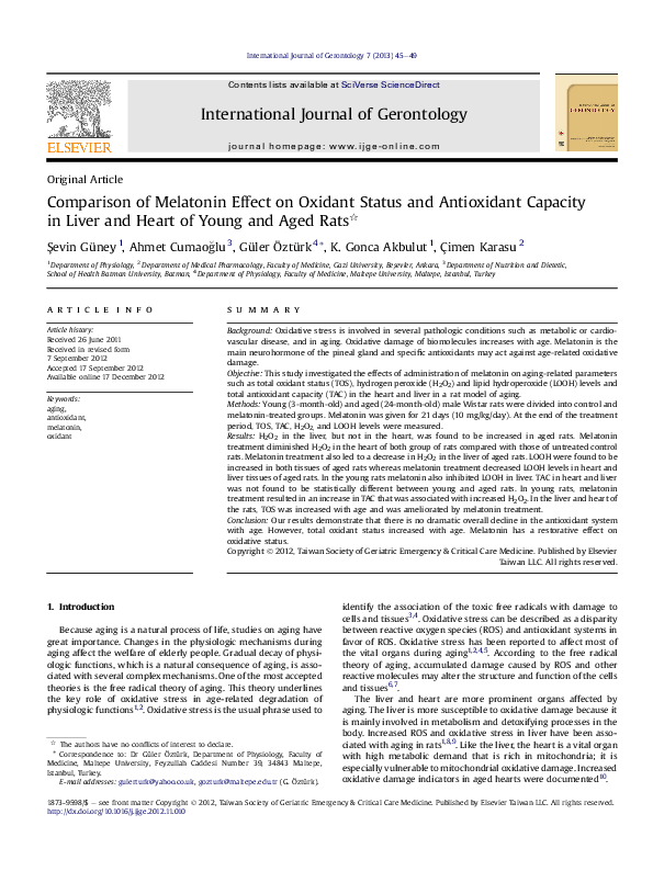 (PDF) Comparison of Melatonin Effect on Oxidant Status and Antioxidant ...