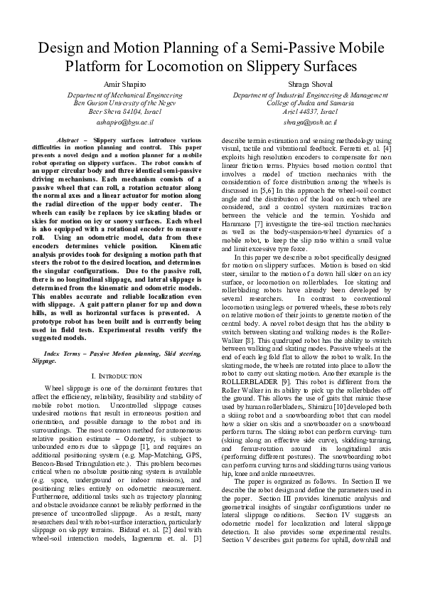 (PDF) Design and Motion Planning of a Semi-Passive Mobile Platform for ...