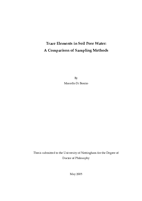 (PDF) Trace elements in soil pore water: a comparison of sampling ...