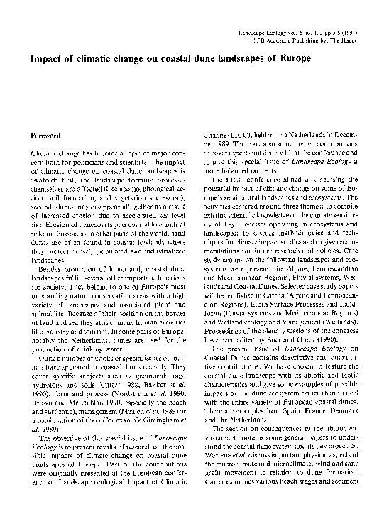 (PDF) Impact of climatic change on coastal dune landscapes of Europe