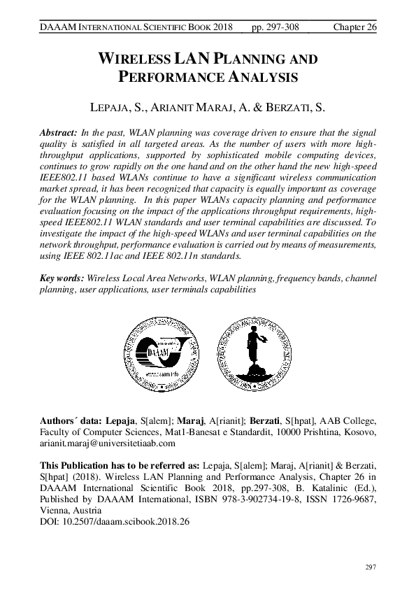 (PDF) Wireless LAN Planning and Performance Analysis