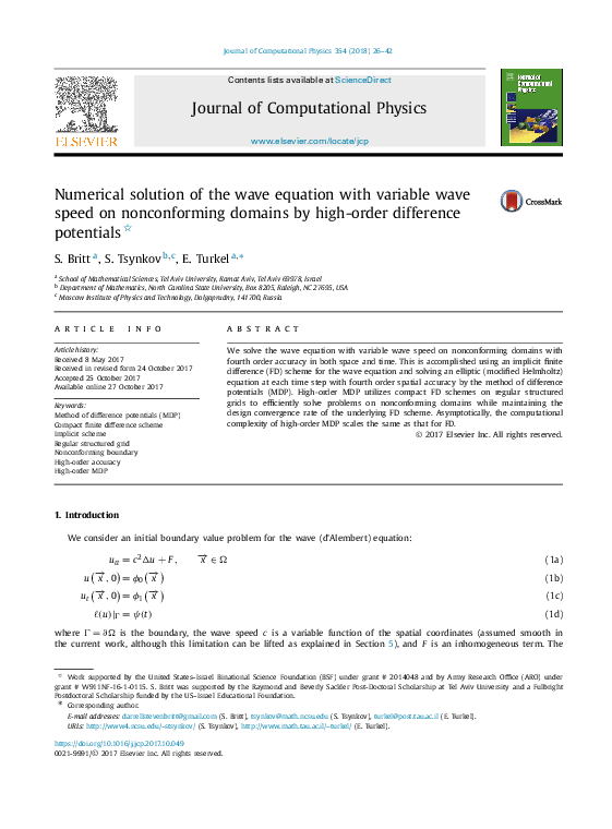 (PDF) Numerical solution of the wave equation with variable wave speed ...