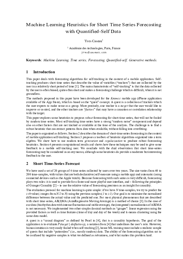 (PDF) Machine Learning Heuristics for Short Time Series Forecasting ...