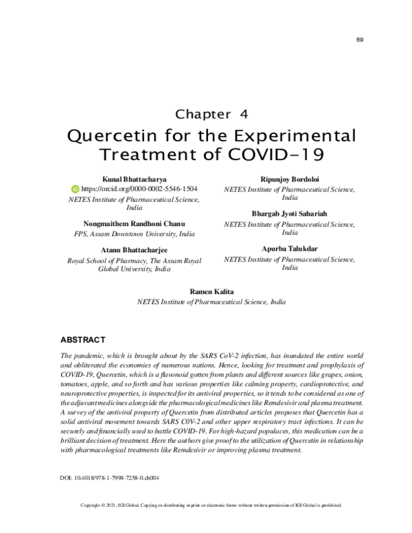 (PDF) Quercetin for the Experimental Treatment of COVID-19 | Kunal ...