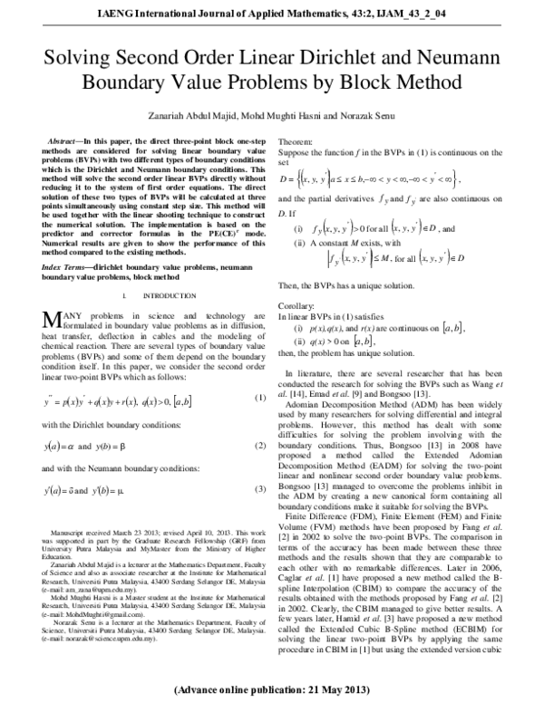 (PDF) Solving second order linear dirichlet and neumannboundary value ...