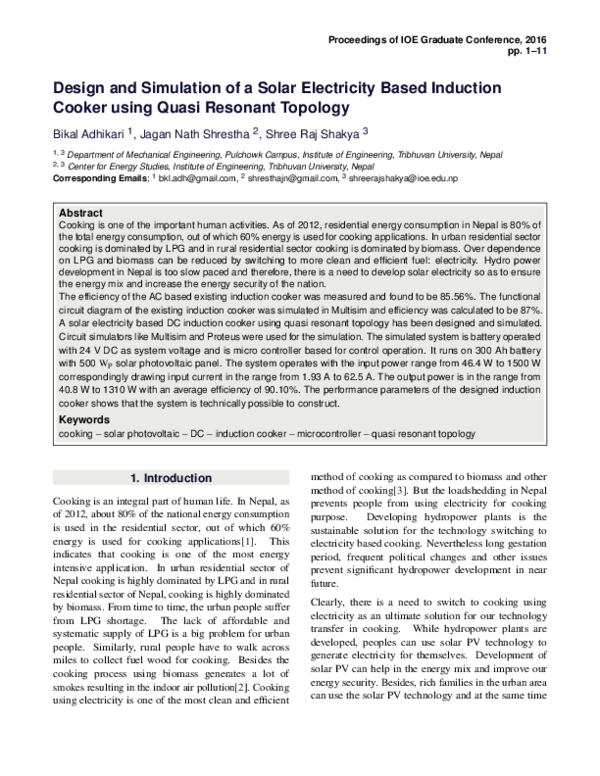(PDF) Design and Simulation of a Solar Electricity Based Induction ...