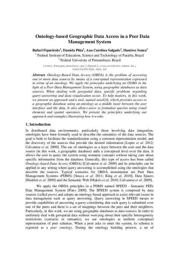 (PDF) Ontology-Based Geographic Data Access in a Peer Data Management ...