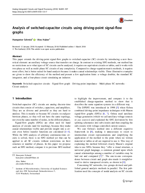 (PDF) Analysis of switchedcapacitor circuits using drivingpoint