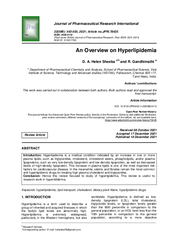 (PDF) An Overview on Hyperlipidemia