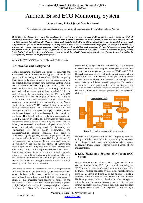 (PDF) Android Based ECG Monitoring System