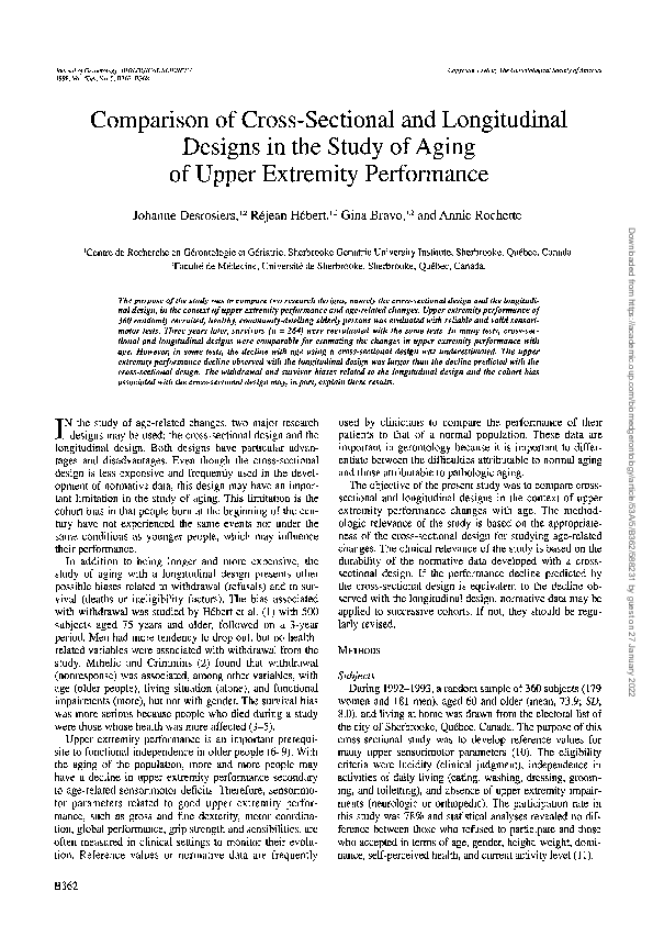 (PDF) Comparison of cross-sectional and longitudinal designs in the ...