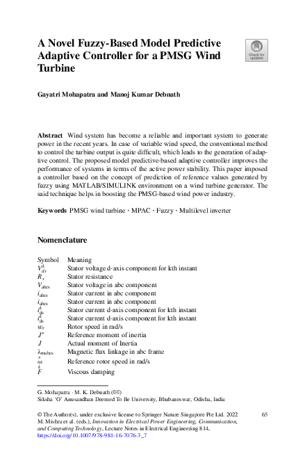 (PDF) A Novel Fuzzy-Based Model Predictive Adaptive Controller for a ...