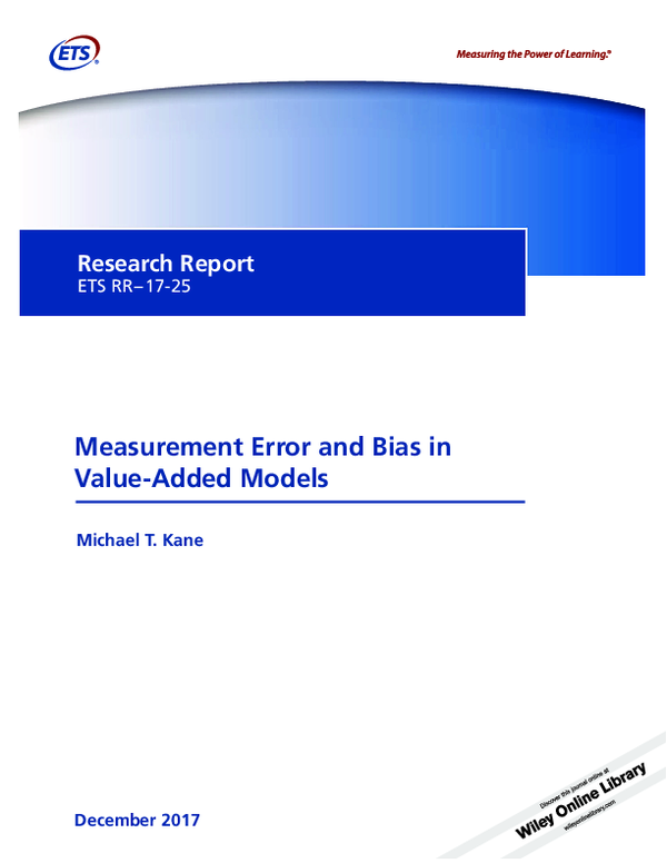 (PDF) Measurement Error and Bias in Value-Added Models