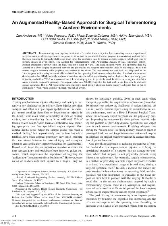 (PDF) An Augmented Reality-Based Approach for Surgical Telementoring in ...