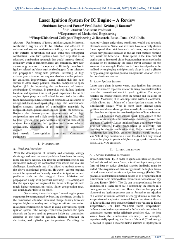 (PDF) Laser Ignition System for IC Engine - A Review