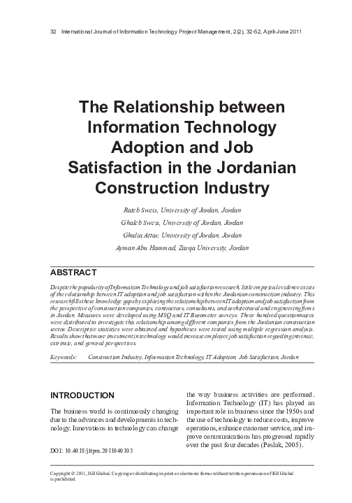 (PDF) The Relationship between Information Technology Adoption and Job ...