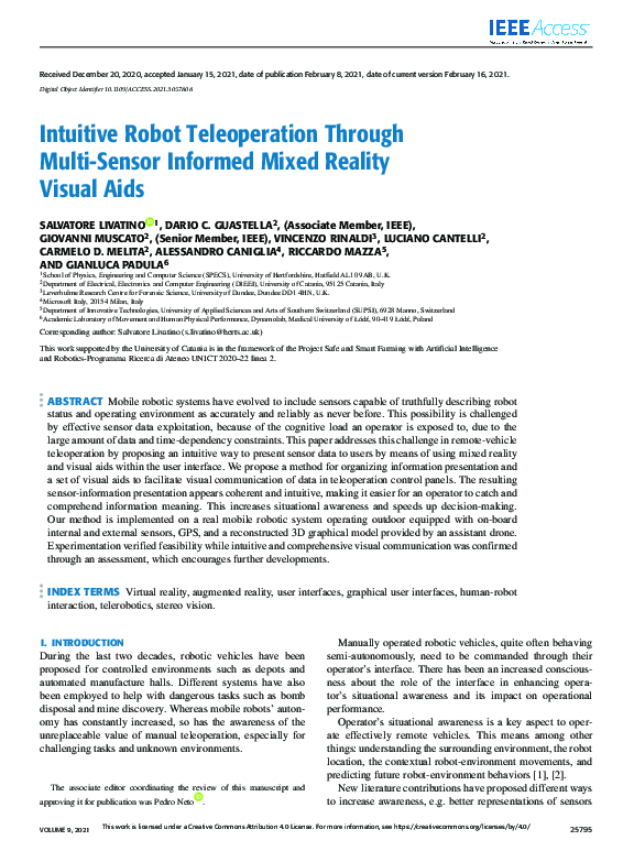 (PDF) Intuitive Robot Teleoperation Through Multi-Sensor Informed Mixed ...